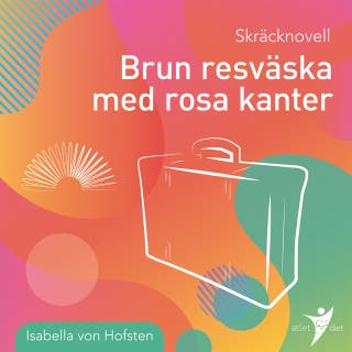 Brun resväska med rosa kanter